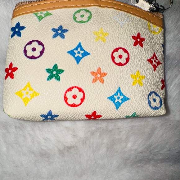 Multicolor Monogram Coin Pouch with Bag Charm or Keychain set- NEW - Picture 3 of 5